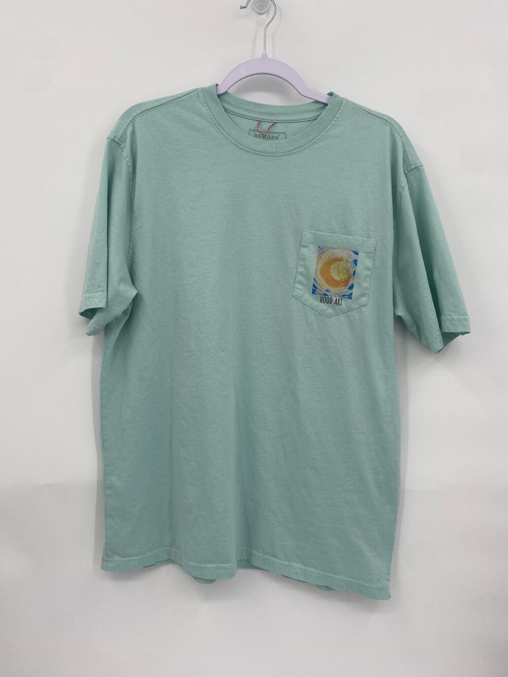 Reworn Charlotte T-Shirt Light Blue City Hood Art Graphic Print Cotton L